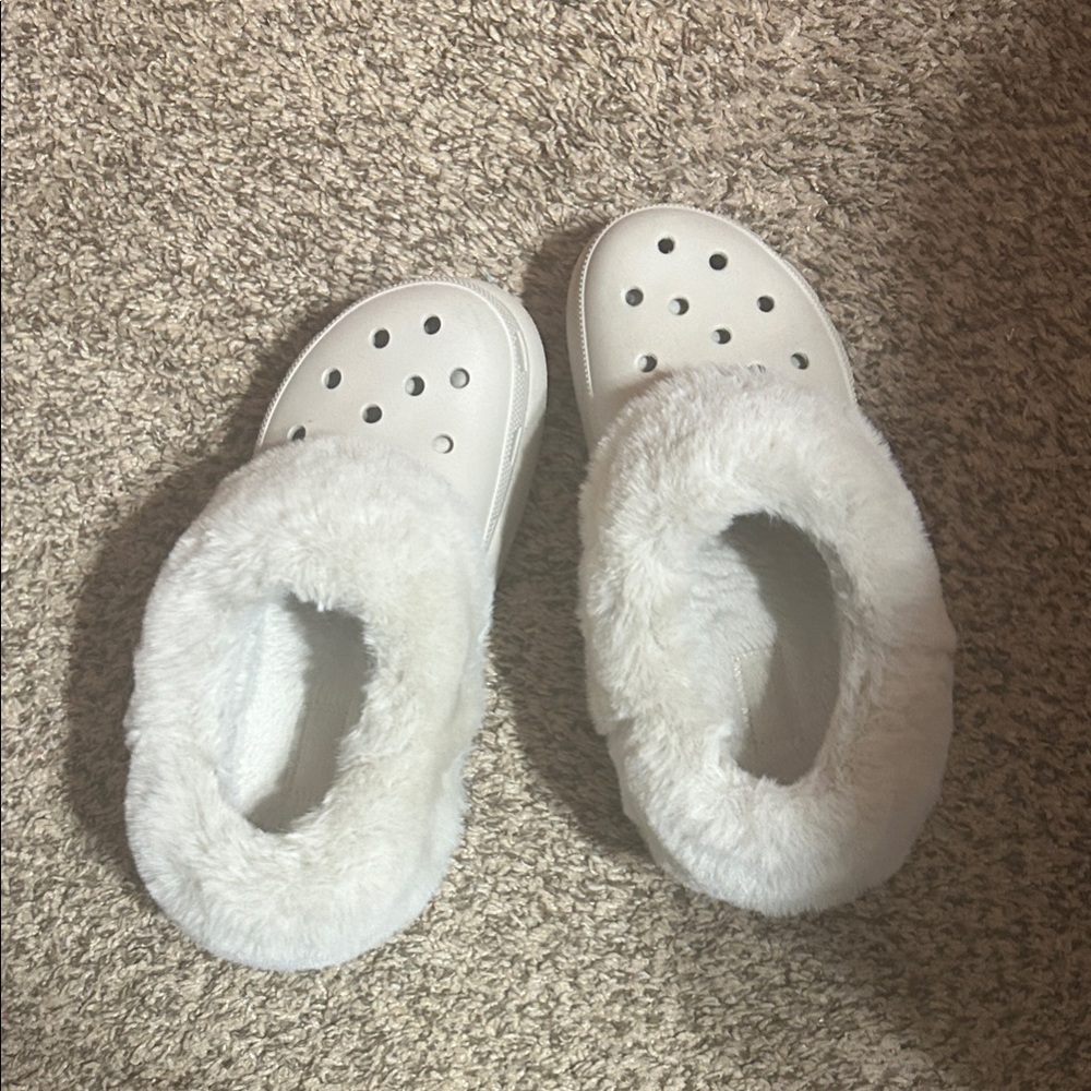 Fur platform crocs